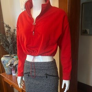 Weekend edition size small crop top drawstring Red Quarter-Zip Pullover